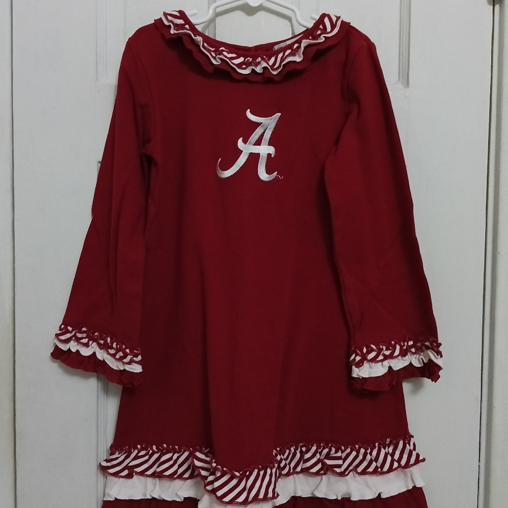 Alabama Football Girls Size 8 Red and White Ruffled Dress